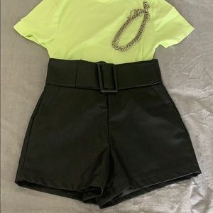 High Waisted Black Pleather Shorts